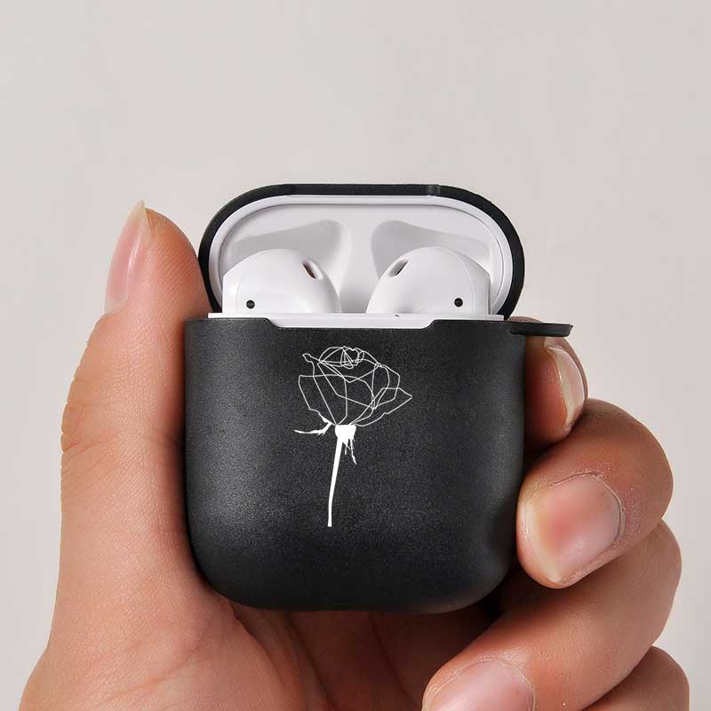 Caso del fumetto Nero Per Aria Baccelli Per Apple airpods Custodia Morbida Linee Di Lusso Fiori Auricolare Bluetooth Custodie Per Airpods Cuffia