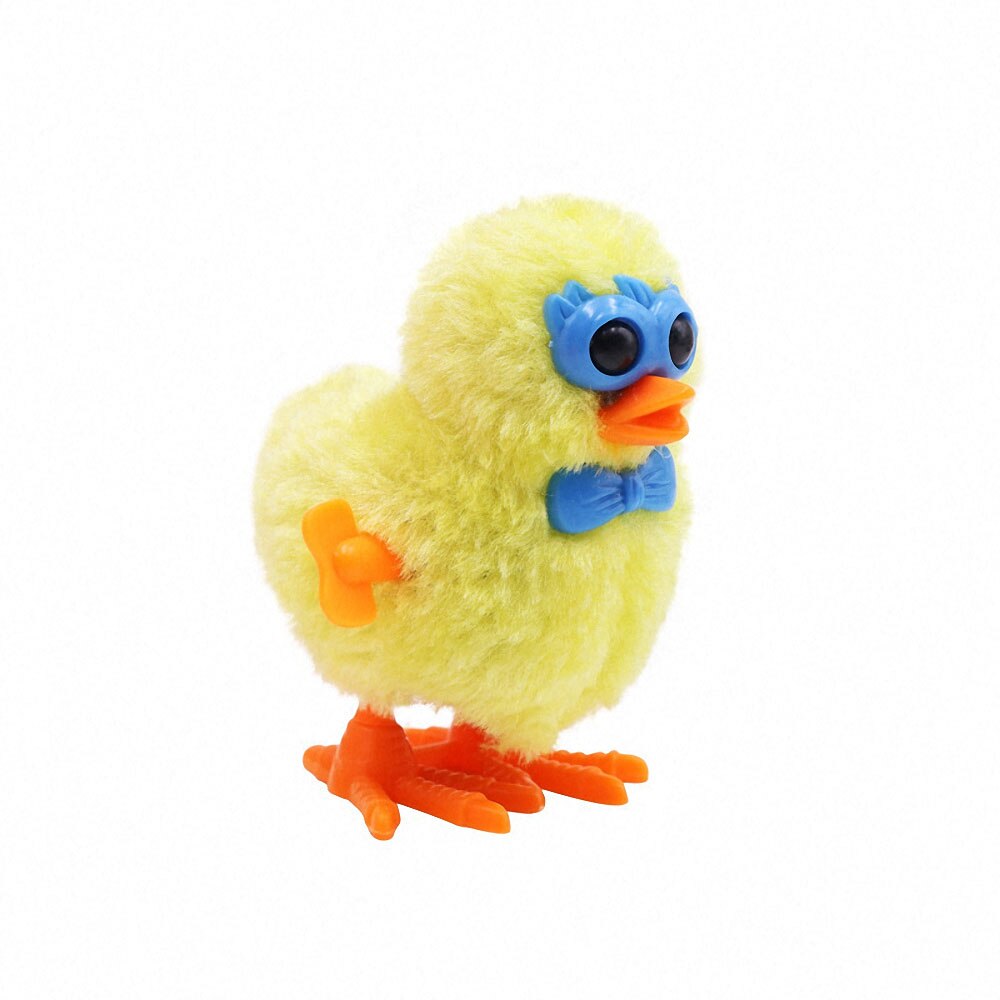 Dos desenhos animados do vintage de pelúcia clockwork óculos frango crianças brinquedos andando pulando frango brinquedo plástico para crianças brinquedos cor aleatória
