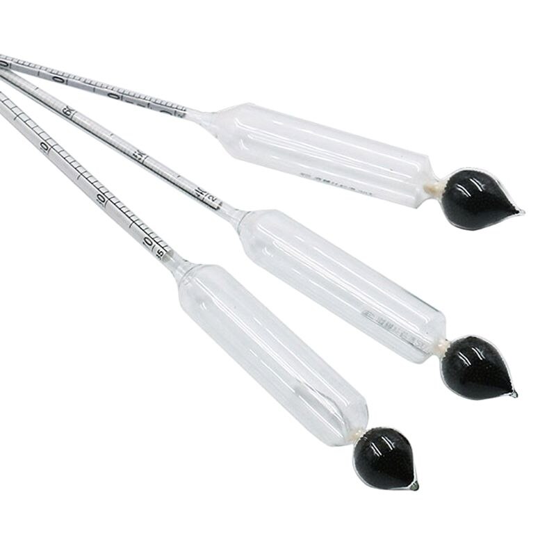 Medidor de Alcohol de 3 piezas, probador de hidrómetro de 0 a 100% con termómetro, Kit de estuche para instrumentos de vino