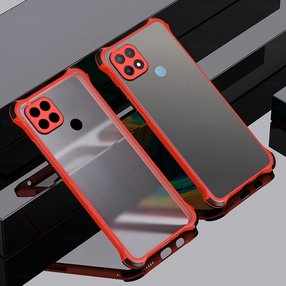 tpu bumper hard pc matte back cover for oppo a15 a15s a 15 s 15s 6.5‘’ case airbag armor shockproof protective coque funda: for OPPO A15S 2020 / red