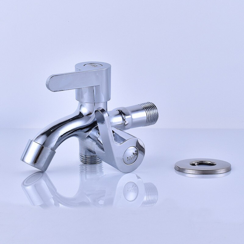 Zinc Alloy Chrome Double Faucet Wall Mount Washing Machine Mop Faucet Multi-Function Outdoor Balcony Water Tap Laundry Bibcock