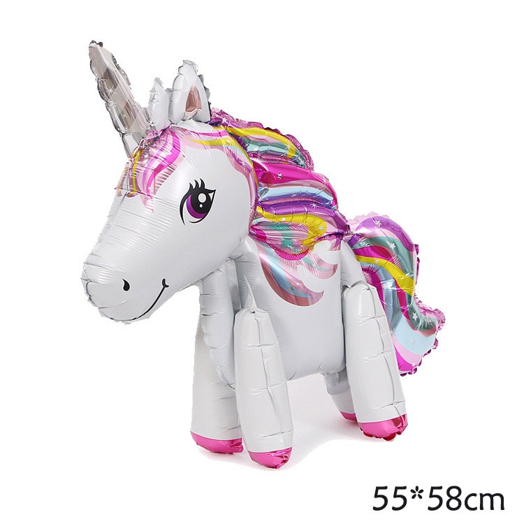 3D dessin animé en aluminium rose licorne feuille ballon enfants fête d'anniversaire décoration ballon bébé douche fournitures garçon fille jouet