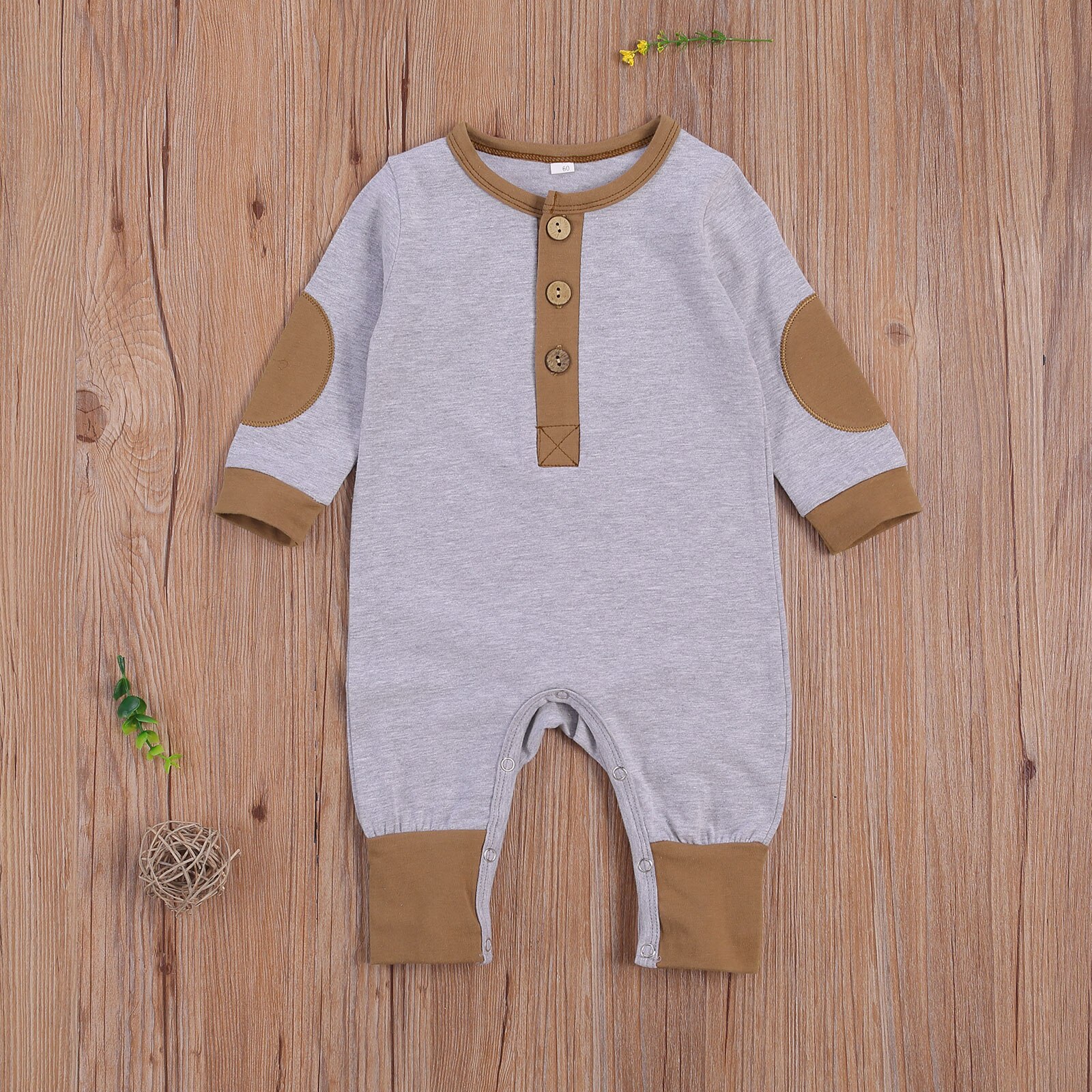 FOCUSNORM Autumn Infant Baby Boys Girls Rompers Striped Patchwork Long Sleeve Button Cotton Jumpsuits 0-18M