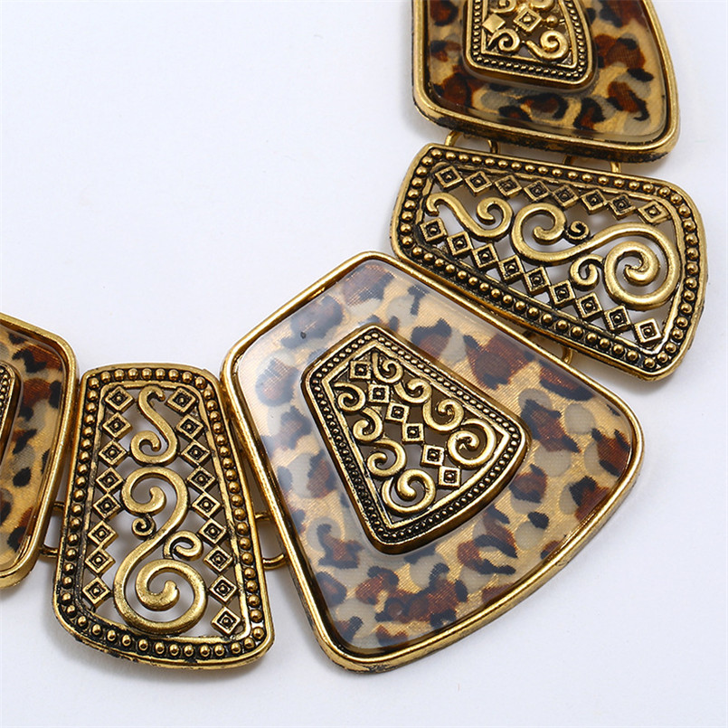 Olaru Extendy Vintage Luipaard print Sieraden Set Voor Vrouw Choker Ketting met Earring Verklaring Sieraden