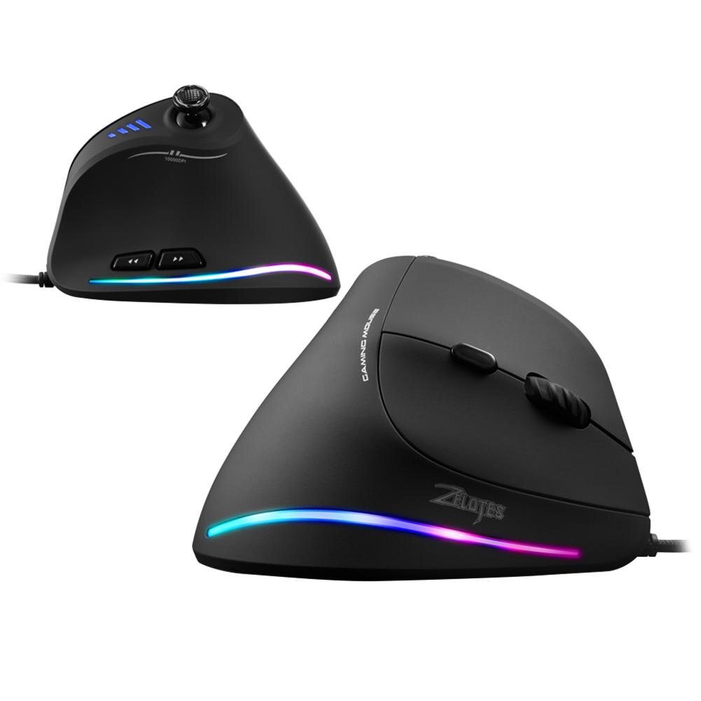 Zelotes c -18 vertikale gaming-maus, 10000 dpi, programmierbar, 11 tasten, usb-kabel, rgb-beleuchtung, optische fernbedienung, gaming-maus für laptop/pc