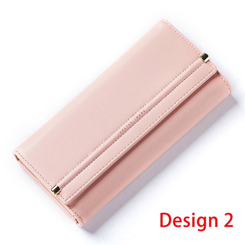 WEICHEN Large Capacity Trifold Women Wallet Brand Female Wallets Long Clutch Purse Leather Hand bag Brand Carteira: Lt Pink