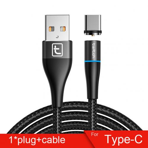 Cabo usb magnético de carregamento rápido, tipo c para carregador de dados e carregador de celular: Black Type c