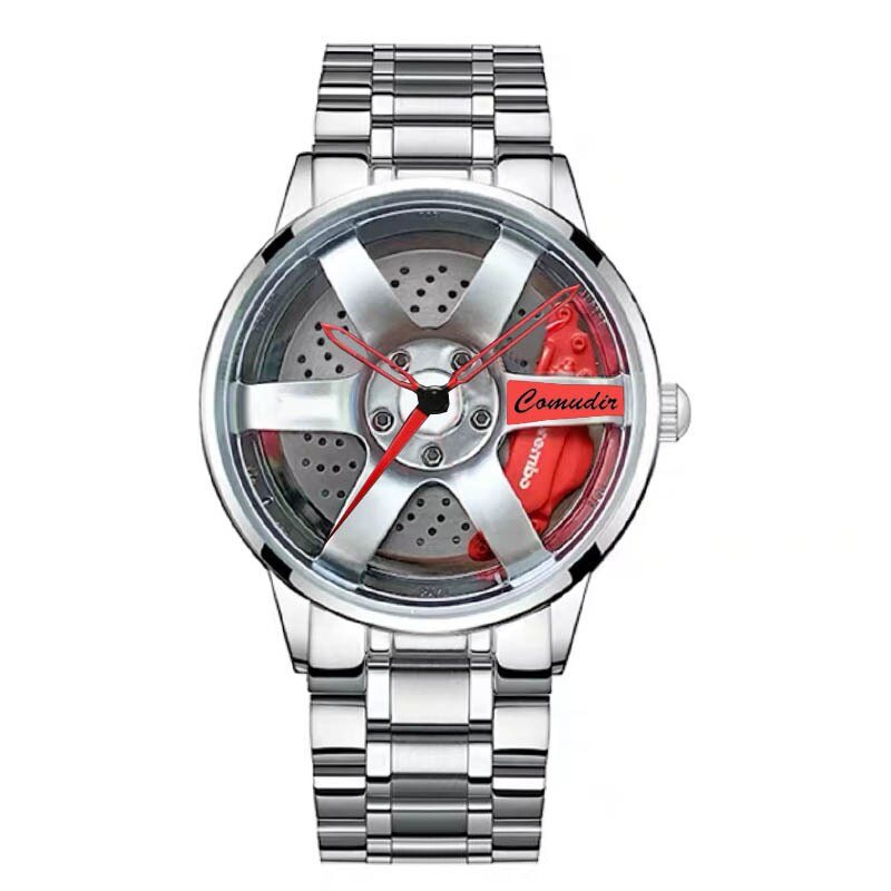Auto Velg Hub Quartz Horloge Mannen Luxe Zwart Rood Groen Rvs Horloges Man Horloge Mannelijke Skeleton Dial Cool reloj: 15