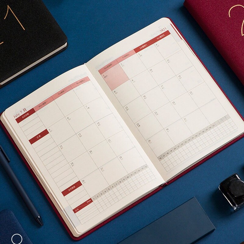 Year Planner Calendar A5 Notebook Portable Agenda Weekly Monthly Notepad Organizer Schedule Book Stationary