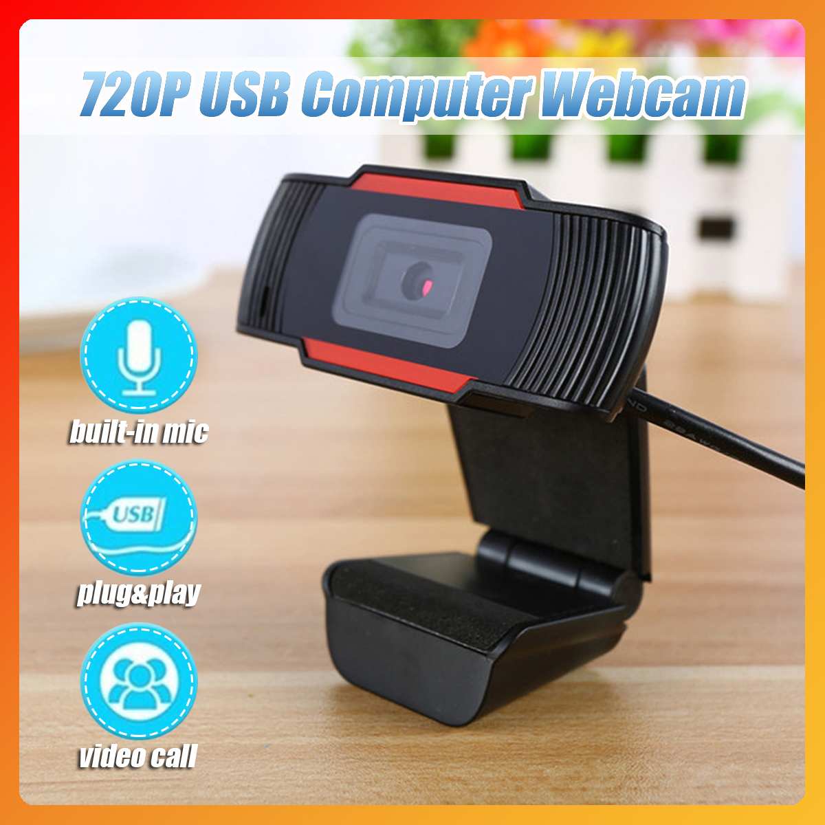 rotatable HD Webcam 720p USB Camera Video Recording Web Camera with Microphone For PC Computer Drive Free