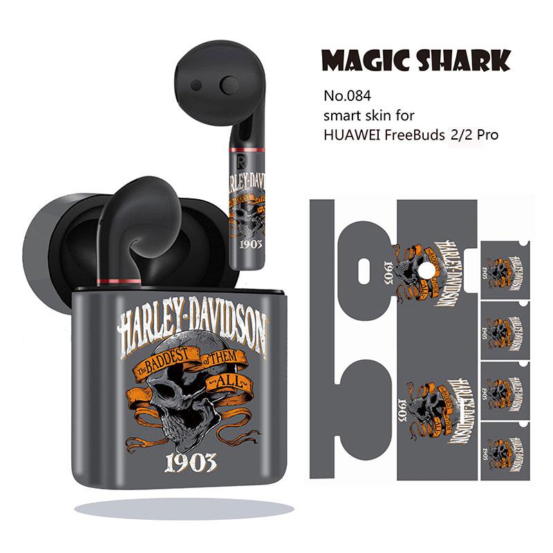 Magic Shark fajne Punk czaszka szkielet Motor Rider Rose pcv skrzynki pokrywa Wrap naklejka dla HUAWEI Freebuds 2 i 2 Pro: 084