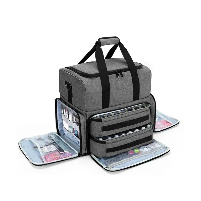 48 flasker neglelakk oppbevaringspose kosmetikk veske organizer med håndtak for reise bærbar essensiell oljepose neglepleiesett boks