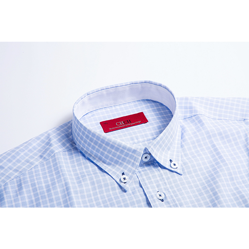 CHCH-camisa a cuadros de algodón puro para hombres, camisa informal de negocios de manga larga de , con botones, 100%