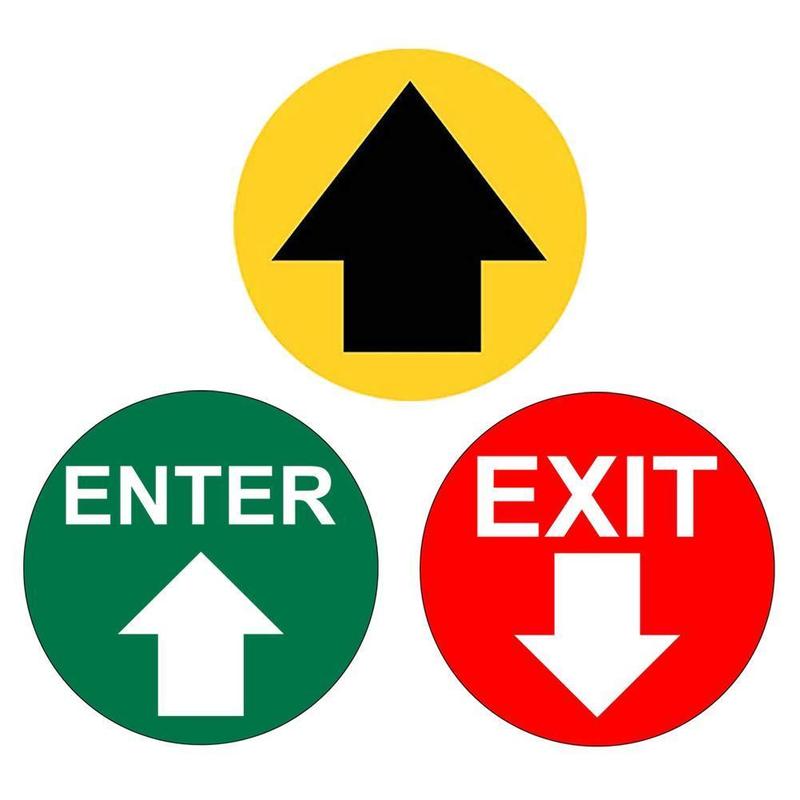 5pcs Safety Floor Sign Marking Direction Social Distance Floor Decal Self-adhesive Floor Label
