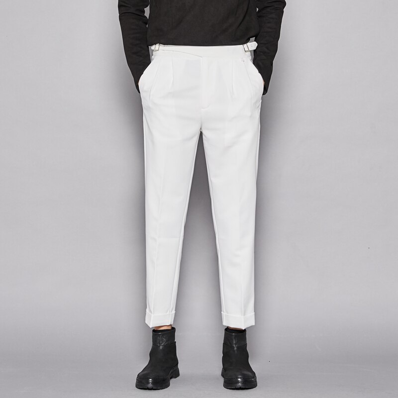 Pantalon crayon décontracté pour homme, style vintage, collection automne 0094: Blanc / M