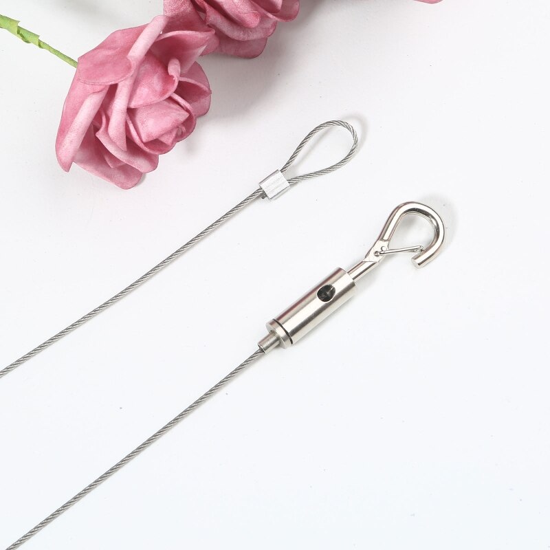 2 Pcs Adjustable Hanger Hook Stainless Steel Wire Art Gallery Picture Display Hanging System Accessories Q84D