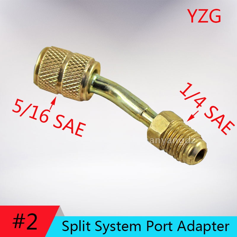 Mini Split System Charging Vacuum Port Adapter Converts R410a Style 5/16 SAE Service Ports to Accept Older 1/4 SAE Gauge Hoses
