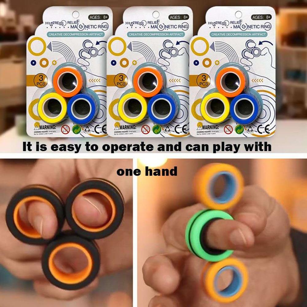 Antistress fingrar magnetiska ringar för vuxna barn lindrar ångest stark magnetisk kontorsdekompression leksak fingerspel