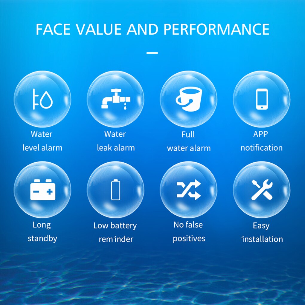 Water Leakage Alarm WiFi Smart Overflow Sensor Home Kitchen Water Leak Detector Bathroom Security Supplies