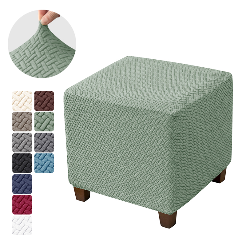 1PC Effen Jacquard Poef Hoes Vierkante Kruk Cover Elastische Fauteuil Voetsteun Cover Slaapkamer Voetenbank Case voor Woonkamer: Goud