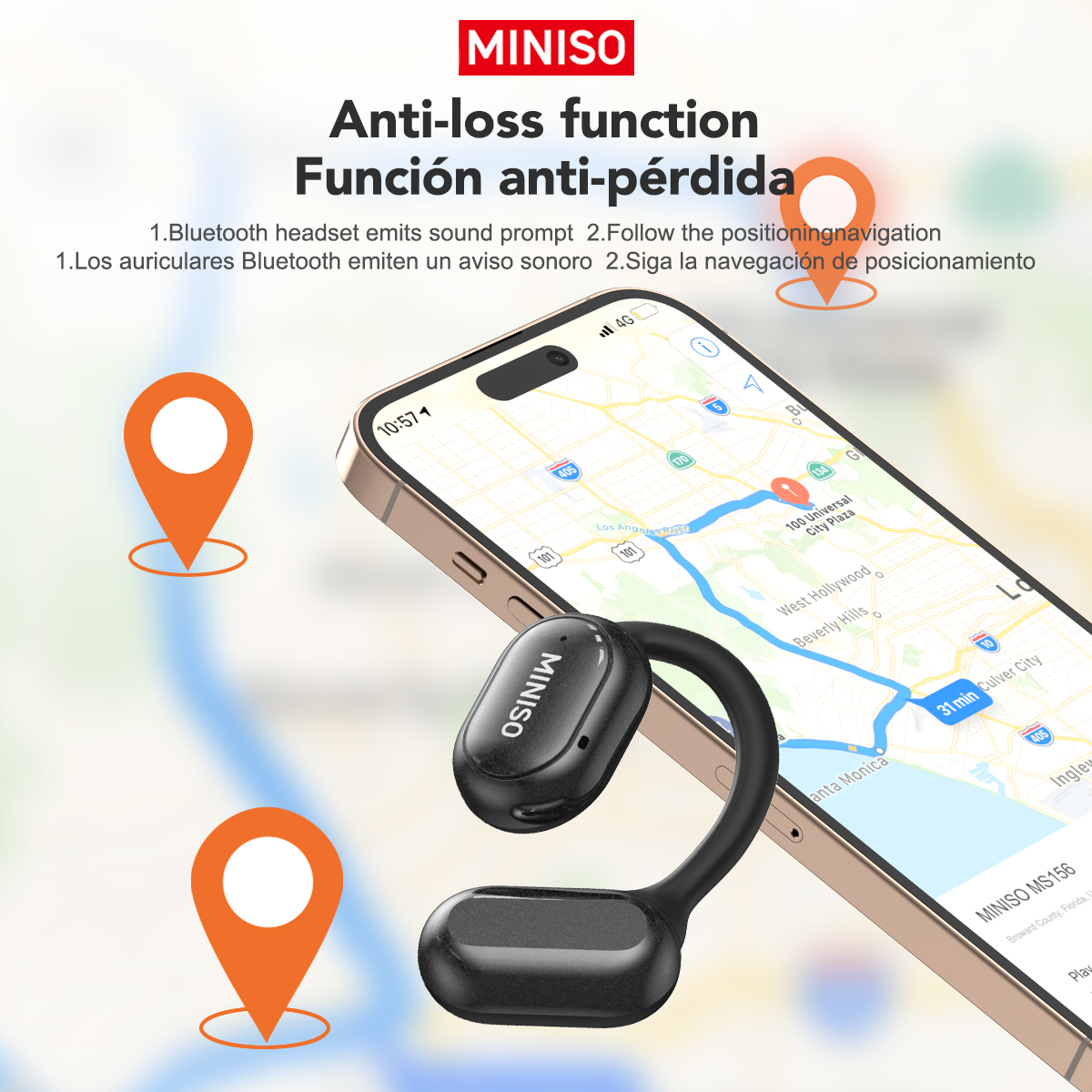 Miniso  x30 cuffie wireless auricolari bluetooth per traduzione chat cuffie ufficio viaggio, app equalizzatore traduzione in tempo reale