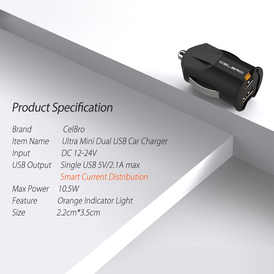 Kleinster dual-usb-kfz-ladeadapter, mini- 2a- usb-kfz-ladegerät für iphones und mobiltelefone, 2- port-autoladegerät