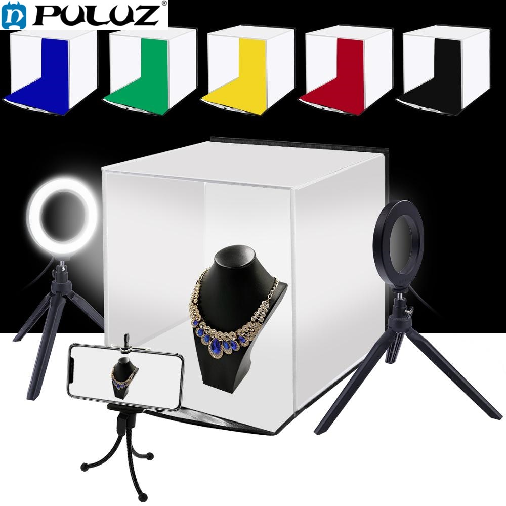 Puluz Draagbare Softbox 30*30 Cm Lichtbak Studio Led Foto Lightbox &amp; 6 Kleuren Achtergronden Voor Tafelblad Fotografie led Verlichting Doos