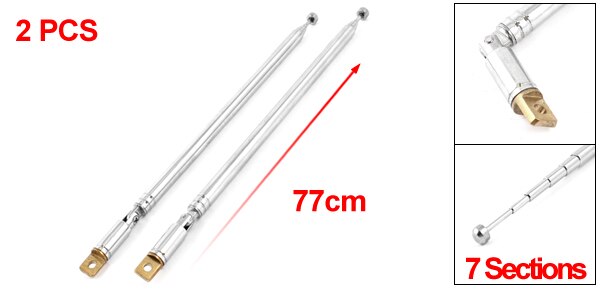 X AUTOHAUX-antena telescópica para coche, varilla giratoria de 7 Secciones, 77Cm de longitud, 2 piezas