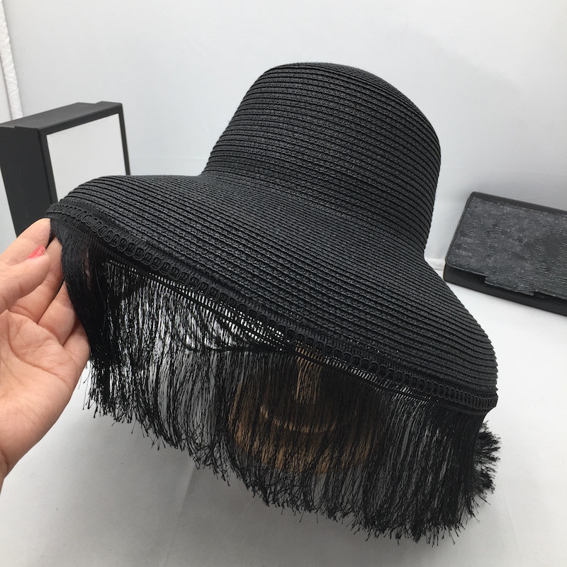 Chapeaux noirs avec pompon pour femmes, grand eaves de scène, petit chapeau de soleil et mystère du visage, spectacle de