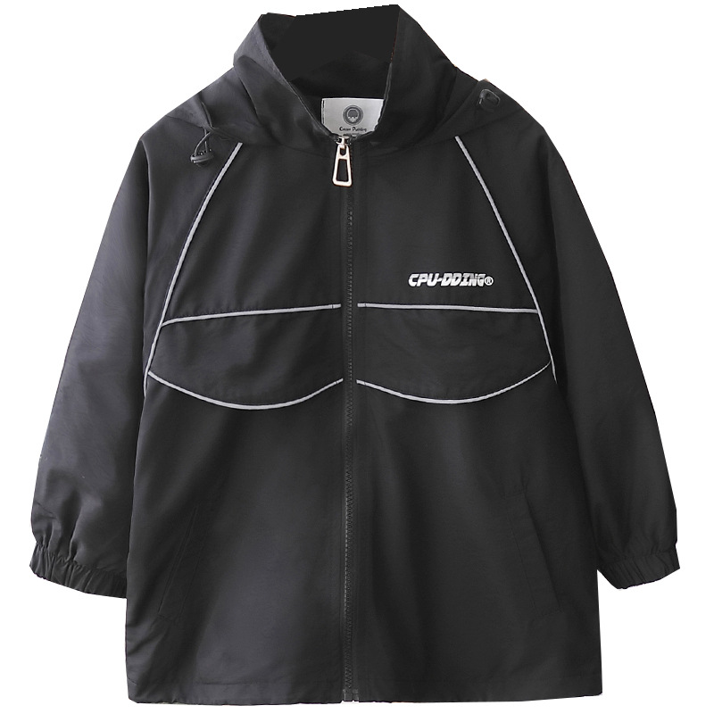 Children's wear boys' coat spring and autumn children's hooded coat 2022 boys' reflective wind proof top outerwear 1-457: 150 cm