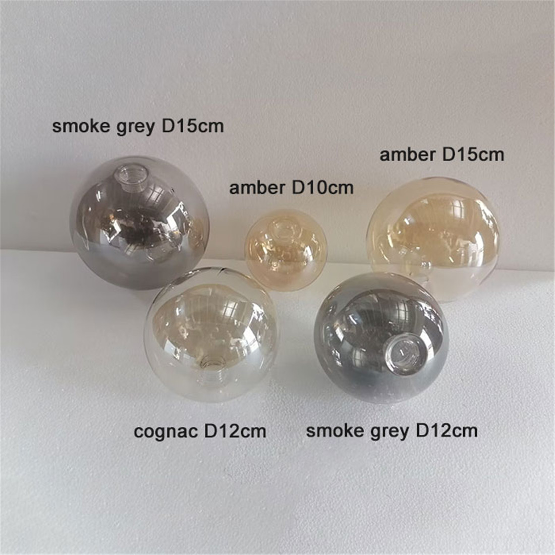 Reemplazo de pantalla de cristal D12cm D15cm G9 para casquillo de rosca ámbar coñac verde azul gris globo accesorio de cubierta de tornillo de vidrio