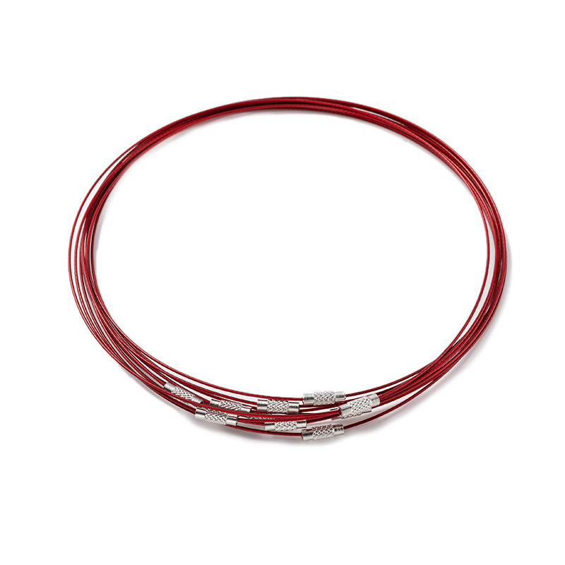 10pcs 46cm Stainless Steel Necklace Wire Cord Choker Chain with Brass Screw Clasp For DIY Jewelry Making Supplies Accessories: Maroon