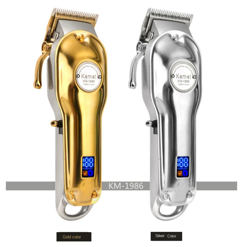 Kemei – tondeuse à cheveux professionnelle KM-1986, rasoir électrique sans fil, avec écran LCD, entièrement en métal
