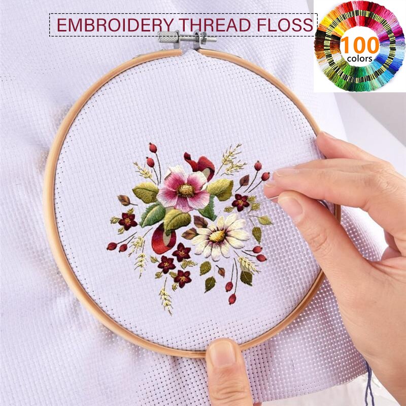 Multicolor Cross Stitch Threads Cotton Sewing Skeins Embroidery Thread Floss Skein Kit DIY Sewing Tool 100pcs embroidery thread