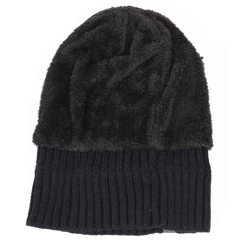 Gorro de invierno para hombre , gorro de punto grueso de terciopelo con etiqueta de letras para invierno para hombre y mujer, gorro grueso para exteriores, grueso, informal para hombre