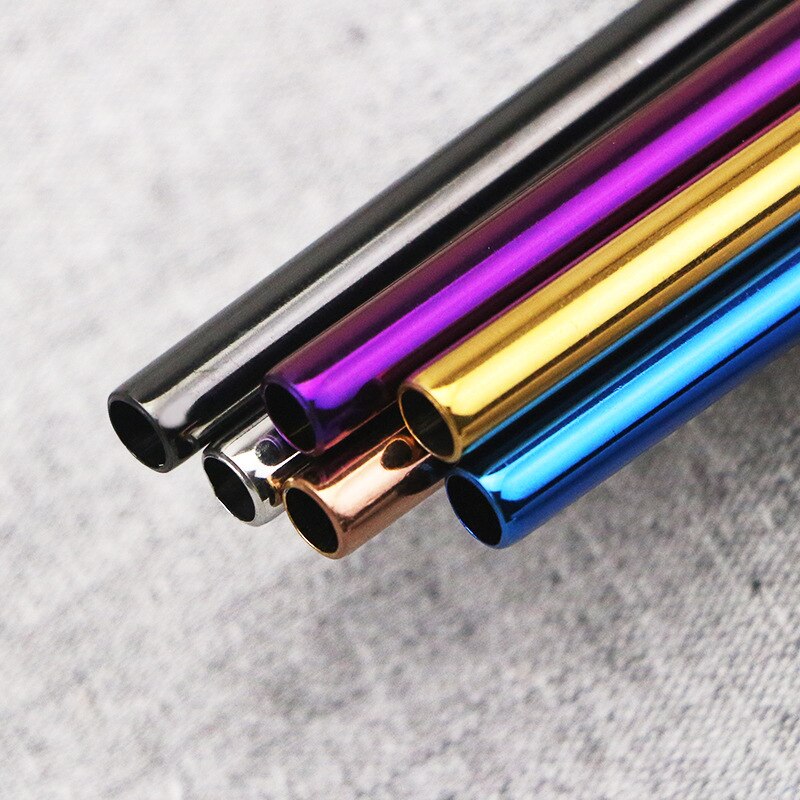 7 Pcs 304 Stainless Steel Reusable Drinking Straw Anti-slip Sturdy Bendy Straight Straw With 2 Cleaner Brushes Bar Accessories