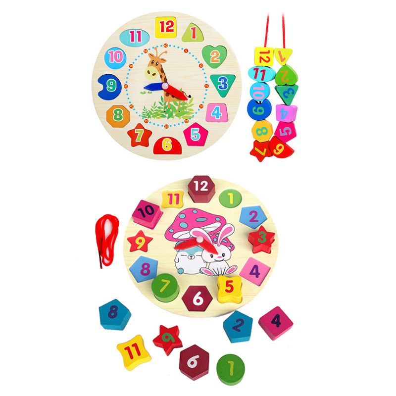 Wooden Clock Educational Learning Sorting Clock Puzzle Play Toy for Toddler Baby