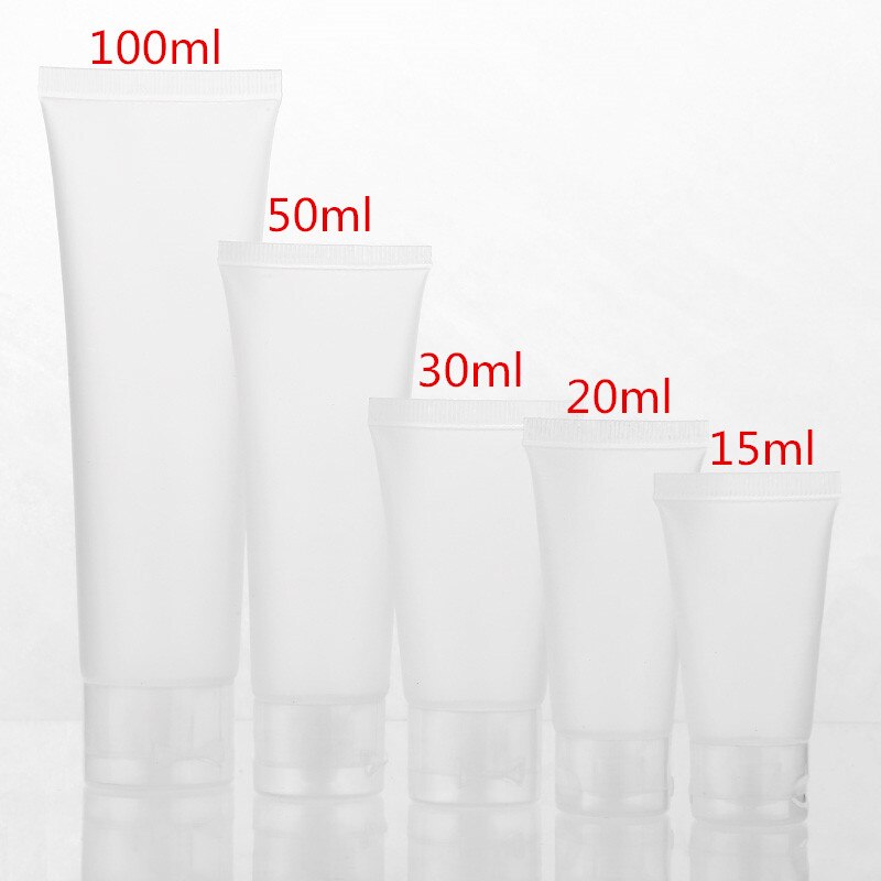 50pcs/lot Clear Plastic Soft Tubes 15ml 20ml 30ml 50ml 100ml Empty Cosmetic Cream Emulsion Lotion Packaging Containers
