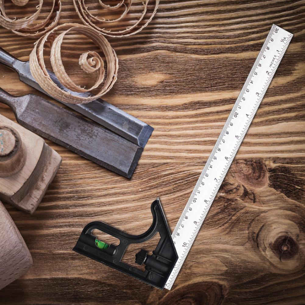 Combination Square Angle Ruler Multifunction Stainless Steel Combo Square Carpentry Tools Carpenter Square Metal Ruler Framing #