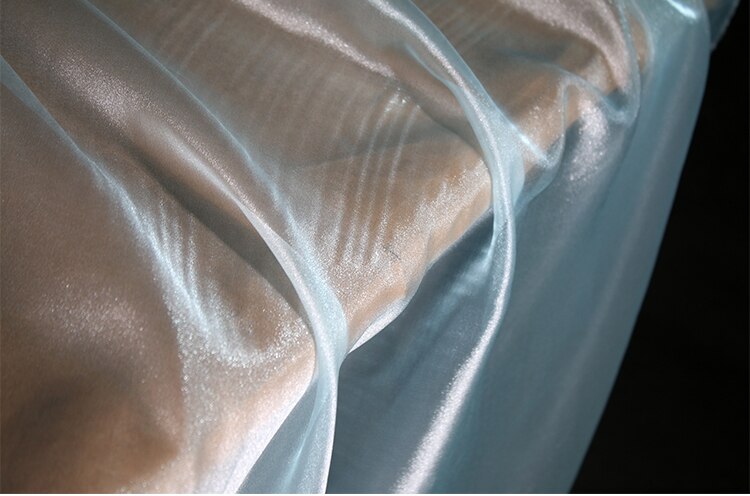 Hilo de cristal de tul azul claro, 145cm de ancho, perspectiva brillante, vestido de Organza para boda, Tejido de gasa de Artesanal, CG085