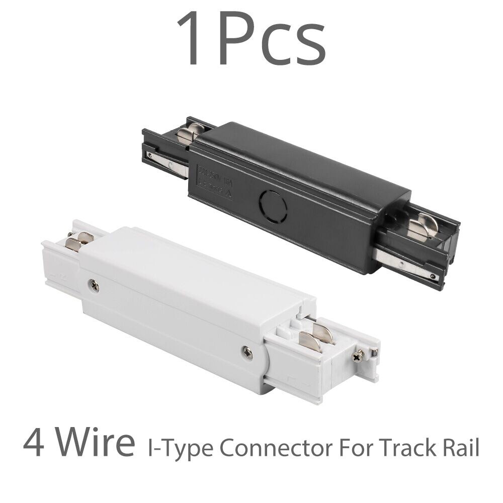 1 Meter Track Rail 2 Wire 4 Wire Track Light Connector Rail Lamp Spotlight Tracking Lights Aluminum Track Lighting Fixture 1pcs: 4 Wire I connector / Black