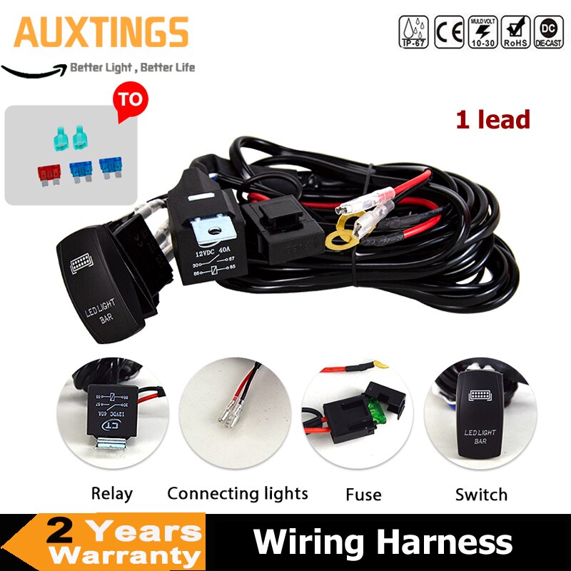 Universele Kabelboom Kit Draden Kabel Loom 3M/10ft 12V 40A Voor Led Verlichting Bar Boot atv Truck