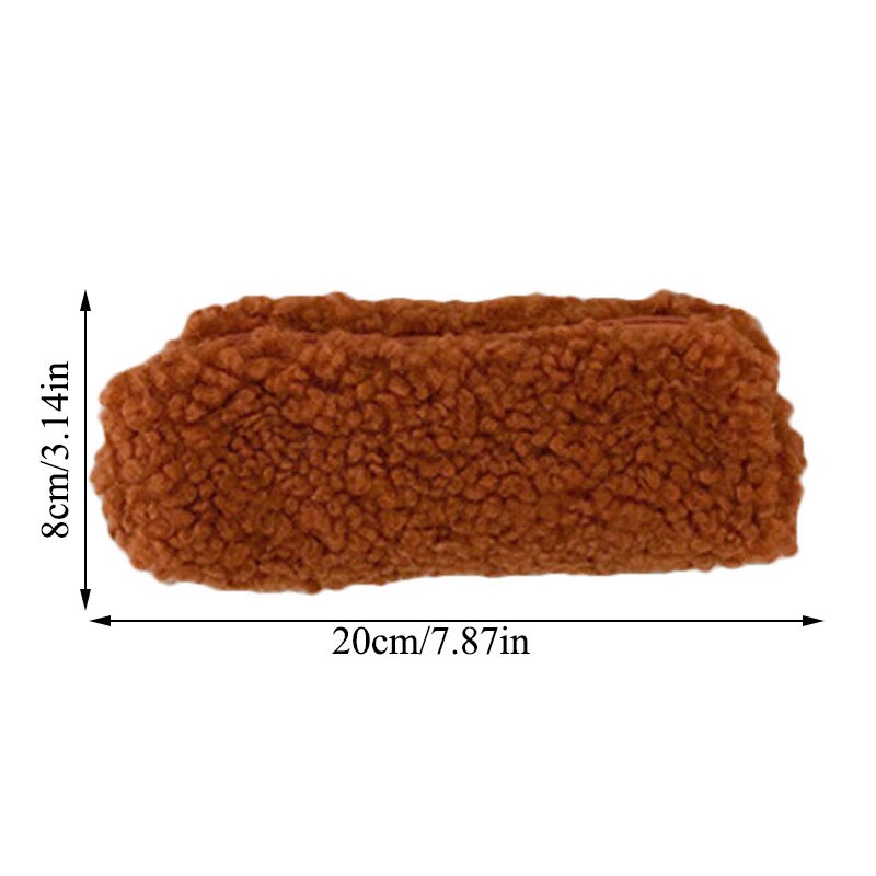 Cute Soft Fluffy Plush Pencil Bag Solid Color Pencil Makeup Case For Girls Children Students School Stationery Bag