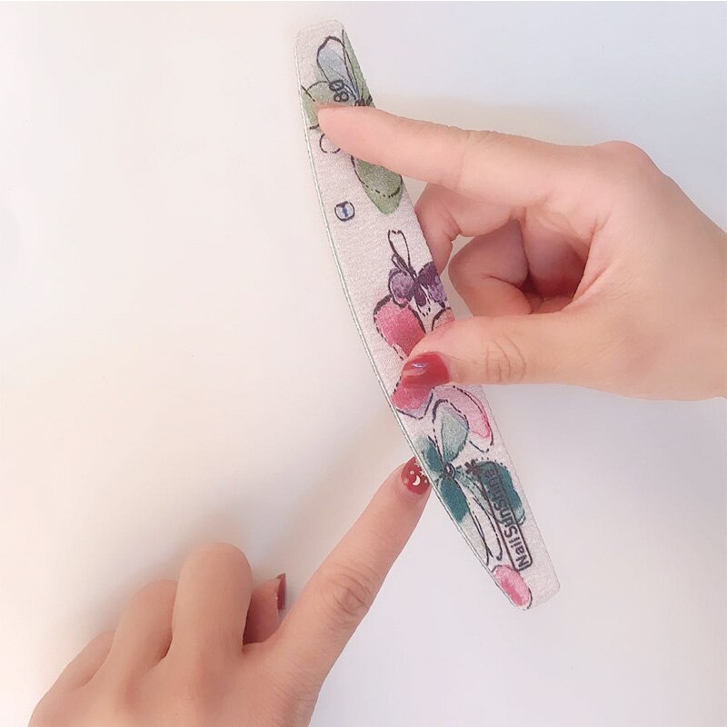 Blomsterprint neglefil højtrykte neglefile poleret manicure sæt strimler sandstrimler farve neglekunst værktøj tslm 1