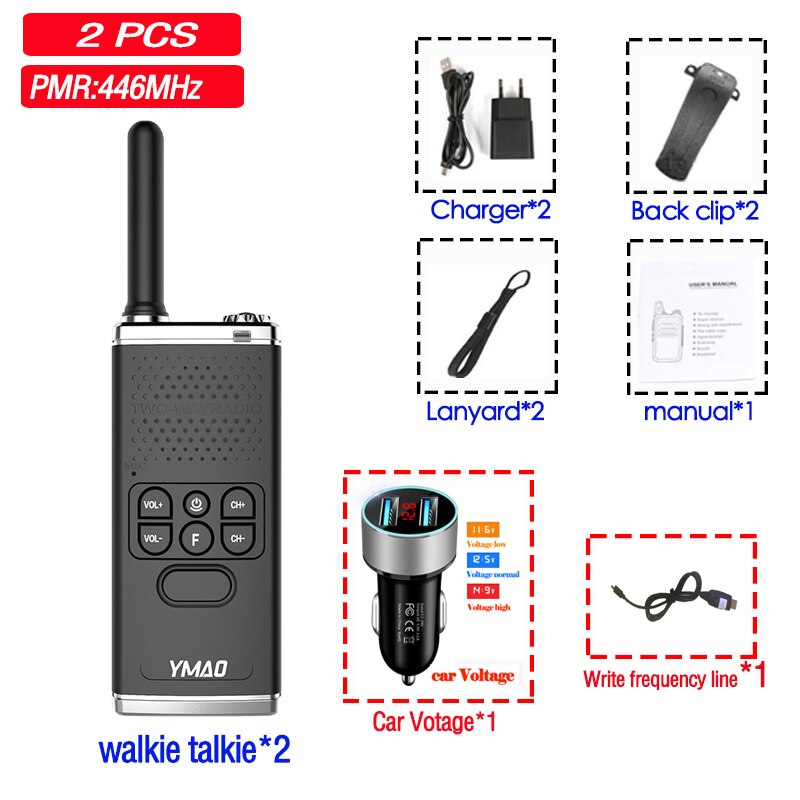 YMAO-walkie-talkie portátil uhf PMR446 PRS462, comunicador de Radio ham potente, linterna, transceptor HF, 2 uds.: 2 PCS CX / EURO