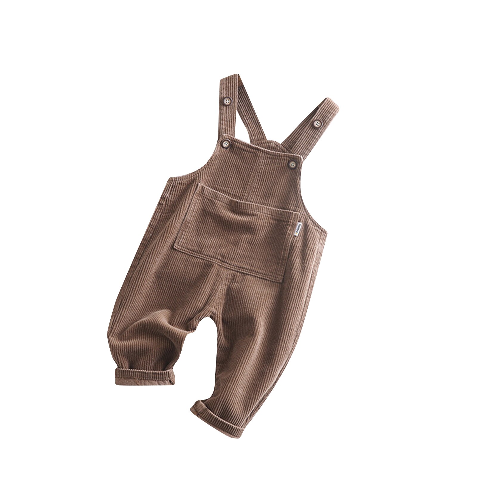 Pantalones de tirantes para bebé y niña, Pelele con pana de Color sólido, pantalones largos con tiras de pana y Bolsillo grande: Marrón / 3-4 Years