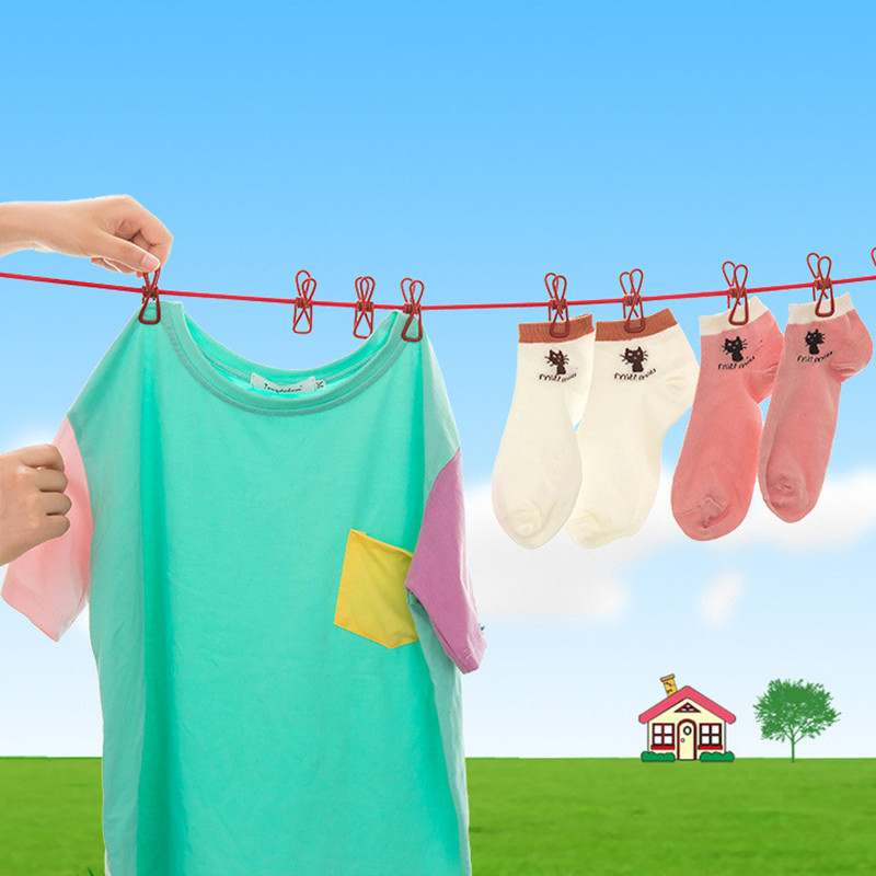 Garden Windproof Clothesline With Clips Travel Portable Hanger Clothes Rack Interior Space Hanger