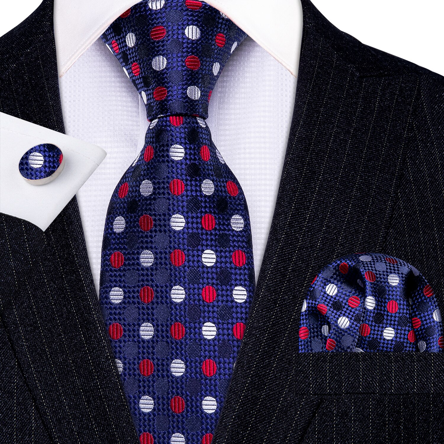Red Skull Men Tie Set 8.5cm Silk Handkerchief Ties For Men Wedding Business Barry.Wang Gravata Necktie: LS-5284