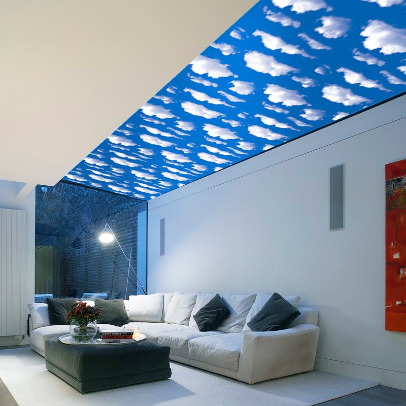 SA-1019 Blauwe Hemel Witte Wolk Behang Woonkamer, slaapkamer En Eetkamer Plafond Decoratie Met Zelfklevende Muurstickers 45Cm