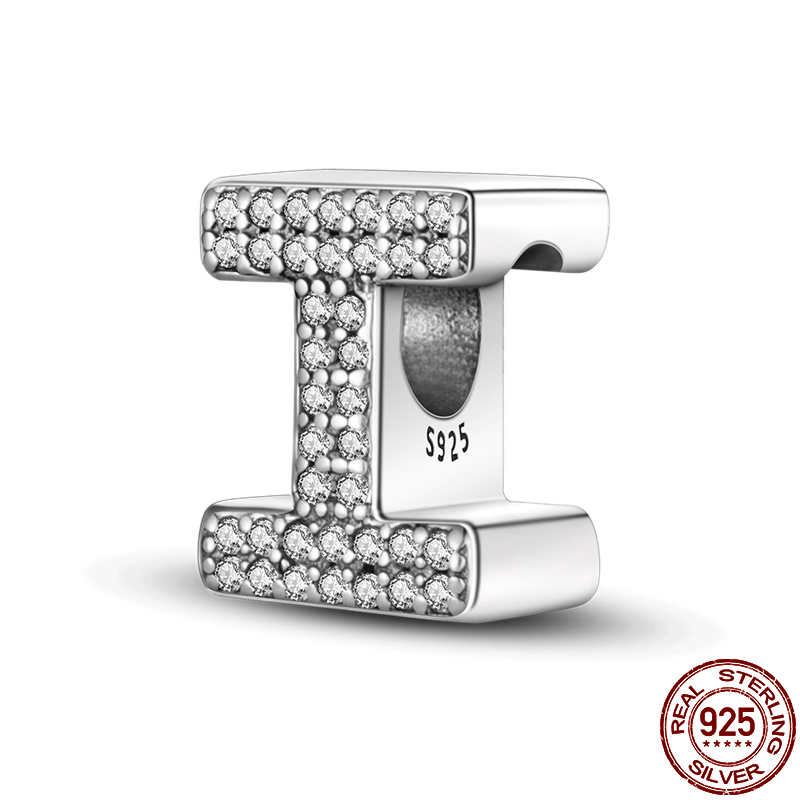 26 A-Z Alphabet perles 925 en argent Sterling lettre d'amour breloque ajustement Original Pandach bracelet à breloques Bracelet CZ Zircon perle bijoux